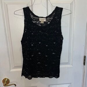 Victoria's Secret Black Lace Camisole Tank with scalloped hem